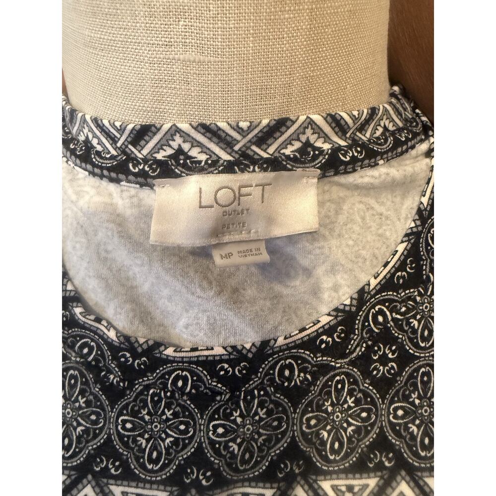 LOFT Outlet Dress Womens Medium Petite Black White Sleeveless Geometric Boho - Picture 10 of 10